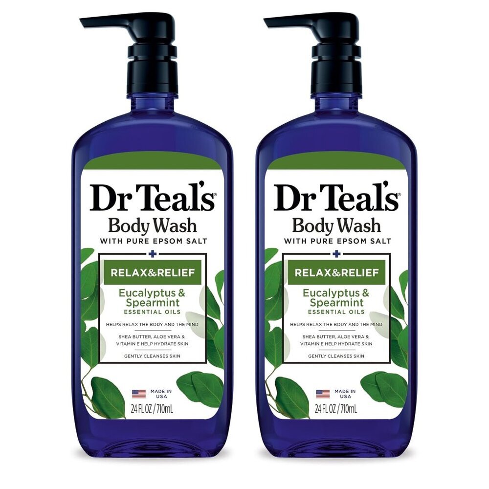 Body Wash with Pure Epsom Salt, Relax & Relief with Eucalyptus & Spearmint, 24 f